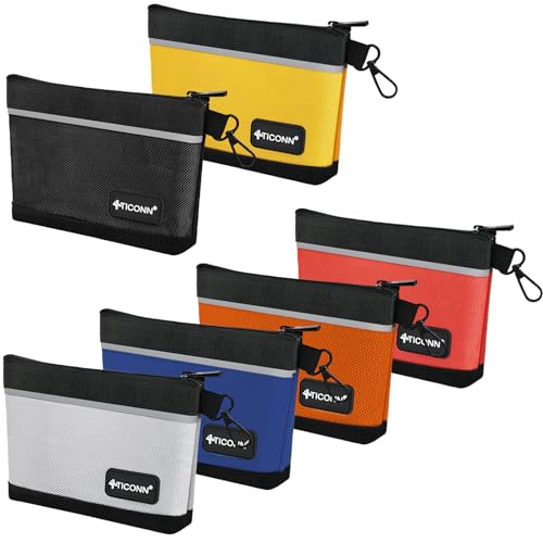 TICONN 6PK Tool Pouches with Zipper, Waterproof 1680D Oxford Small Tool Bag - size: Colored, 6 Pack Small