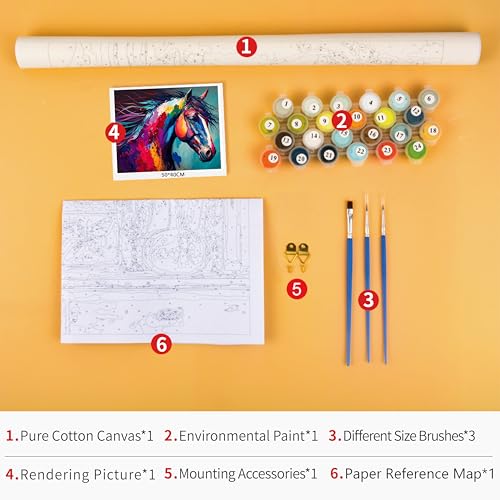 TUMOVO Horse Paint by Numbers Kit for Adults Beginner - color: Horse