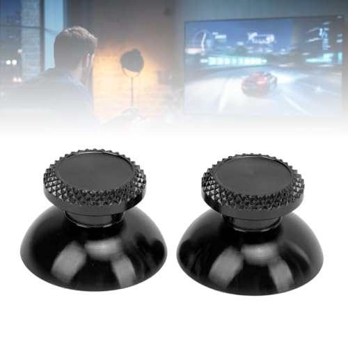 Pomya Thumbsticks for Controller, 2Pcs Metal Thumb Grip Replacement for Handheld Game Console, Aluminum Alloy Analog Thumb Sticks Accessories (Black) - color: Black