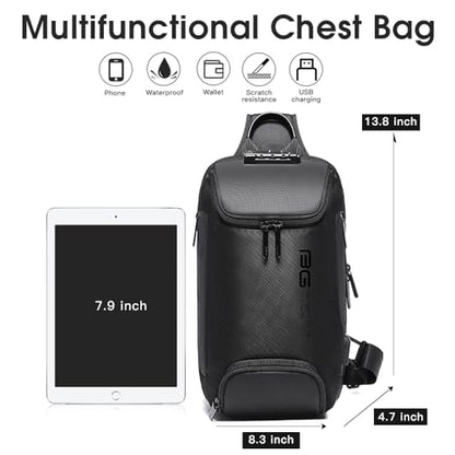 BANGE Men's Sling Backpack - Waterproof Crossbody Bag, Multi-Purpose Shoulder Bag - color: Black(no Logo)