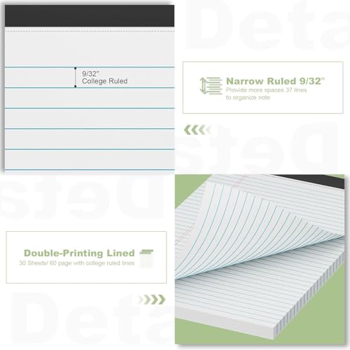 White Legal Pads 8.5 x 11 Narrow Ruled, 24 Pack Notepads Writing Note Pads - color: White-24