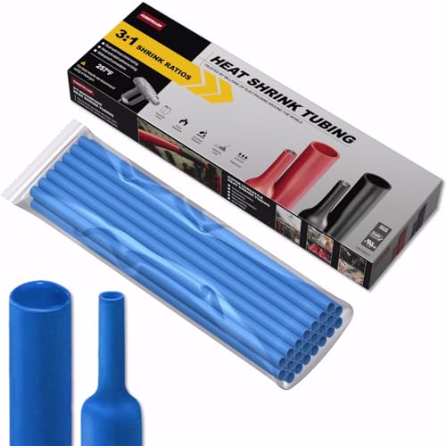 CUBEFELLER® 3:1 Ratio 1/8 Inch (3.2mm) Blue Heat Shrink Tubing - 20ft (6.1M Total Length), Marine Grade Waterproof Adhesive Lined, Insulation Sealing Oil-Proof Wear-Resistant,ET2032BL - color: Blue, size: 3.2mm (1/8") - 20ft
