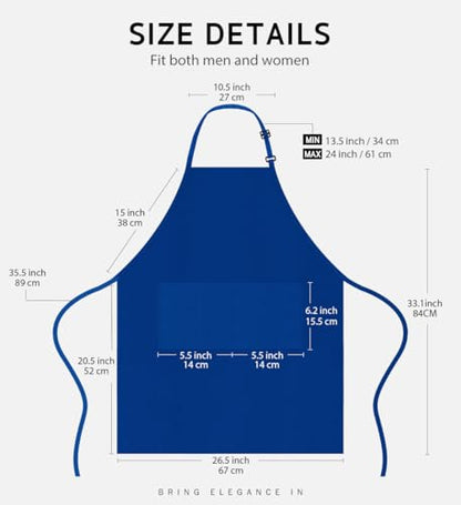 Syntus Apron for Men Women, Adjustable Cooking Kitchen Apron with 2 Pockets - color: Blue, style: 2 Polyester