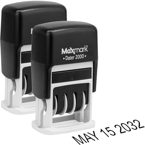 MaxMark 2000 Dater Self Inking Date Stamp - Black - Pack of 2 - color: Black, size: Pack of 2 - 2000