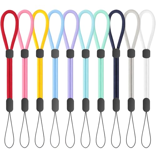 FrgKbTm Hand Wrist Strap Lanyard, Adjustable Nylon Colorful for Mobile Phone, Camara, USB Flash Drive, ID Name Tag Badge - color: 10pcs-mixed Bright