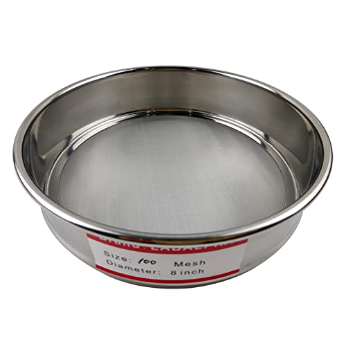 LABALPHA 100 Mesh Lab Sieves, #100 Mesh Test Sieve, 8'' Diameter, 304 Stainless Steel Wire Cloth (0.15mm) - size: 100 mesh (0.15mm)