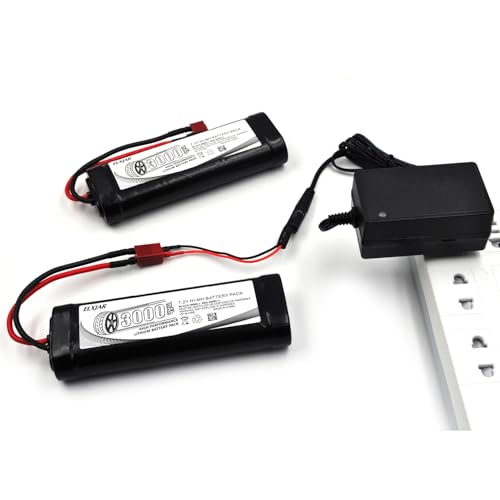 (2-Pack) 7.2V 3000mAh Ni-MH Battery with Connector for RC Vehicles - color: 7.2V 3000mAh T-Plug