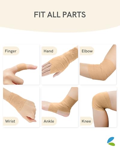 FriCARE Self Adhesive Bandage Wrap, Medical Tape in First Aid Kit, Tan - color: Tan