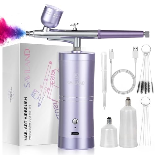 SAVILAND 2026 Airbrush for Nails 25 PSI Nail Airbrush Machine - color: A-Purple