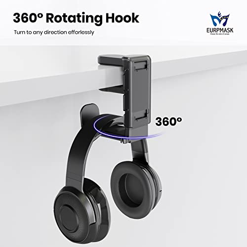 EURPMASK 3-in-1 Rotating Headphone Stand w/2 Detachable Controller Holders - color: Black Pro 1 Pack