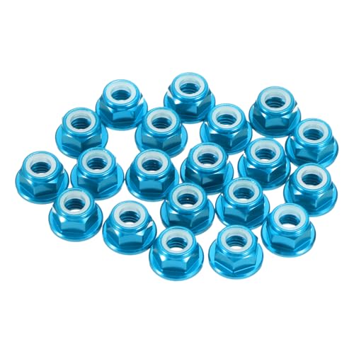 MECCANIXITY 30 Pcs M3 Pitch 0.5mm Aluminum Alloy Lock Nuts Flanged Hex Nuts Nylon Locking Serrated for RC Drone Quadcopter Motor Prop Adapter FPV Parts Fasteners, Light Blue - color: Light Blue, size: M3x0.5mm