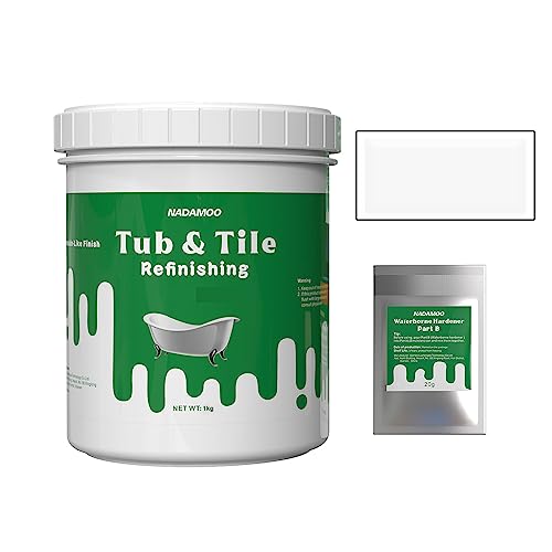 NADAMOO Tub and Tile Refinishing Kit White Without Tools，1kg / 35 oz Emulsion and 20g Hardener - style: 35 oz, without tools