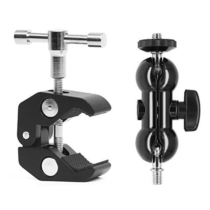 Anwenk Double Ballhead Ball Arm Camera Clamp Mount Monitor Mount Bracket with Super Clamp Compatible with Ronin M Ronin MX Freefly MOVI - color: DoubleBall+SuperClamp
