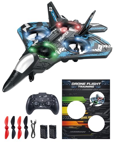 Drones for Kids Form RC Plane, Remote Control Airplane, Aircrafts for Boys and Girls, Jet Helicopter Drones with LED Lights 360° Flip, 2 Rechargeable Batteries