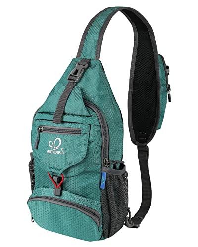 WATERFLY Packable Sling Backpack Lightweight Crossbody Bag Travel Daypack - color: Green