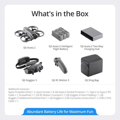 DJI Avata 2 Fly More Combo (3 Batteries), FPV Drone With Camera 4K - style: Fly More Combo (3 Batteries)