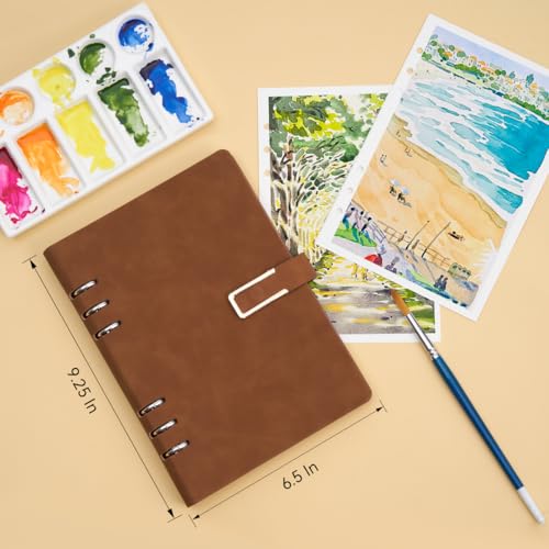 Lightwish Watercolor Sketchbook, 100% Cotton Cold Press Refillable Paper - color: Flat Buckle Brown