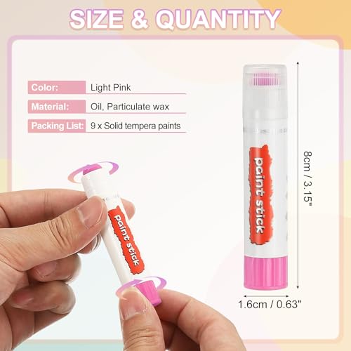 PATIKIL Tempera Paint Sticks, 9 Pcs Solid Tempera Paints Sticks Washable Bulk Markers Pen Quick Drying for Artists Beginners Art Supplies, Light Pink - color: Light Pink