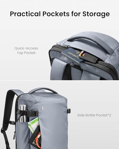 tomtoc Travel Backpack 28L,TSA Personal Item Bag Flight Approved,PFAS Free - color: Silver Gray-ripstop, size: 28L
