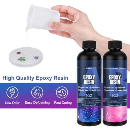 KISREL 18OZ Epoxy Resin Kit for Beginner, Resin Kit with Molds and Supplies - size: 6 Large Molds