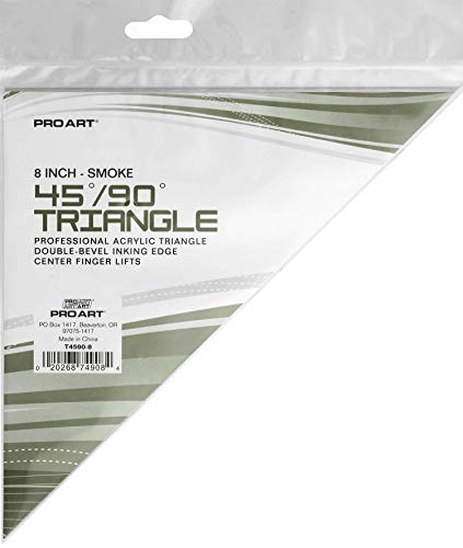 Pro Art 6-Inch 45/90-Degree Triangle, Smoke - color: Smoke, size: 6-inch, 45/90 Degrees
