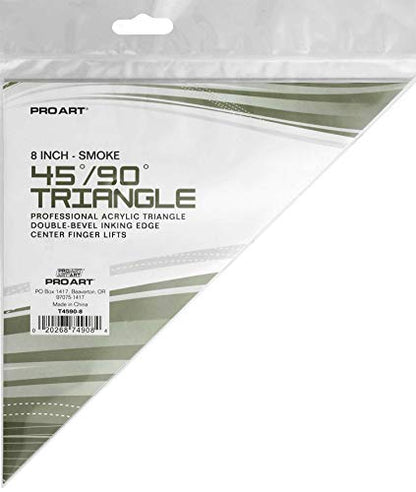 Pro Art 6-Inch 45/90-Degree Triangle, Smoke - color: Smoke, size: 6-inch, 45/90 Degrees