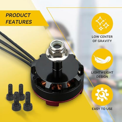 HERCHR RS2205 2300KV Brushless Motor Part, CW/CCW 3-4S RC Motors for FPV Racing Drone FPV Multicopter, Maximum Thrust 1024G