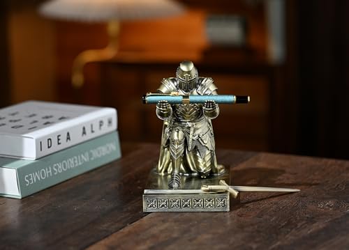 Medieval Templar Vanguard Officer Knight Pen Holder Desk Organizers Bronze - color: Bronze