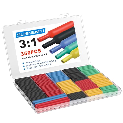 350 PCS 3:1 Heat Shrink Tubing Kit, Adhesive Lined, Marine Grade Shrink Wrap,Industrial Heat Shrink Tubing 7 Sizes 5 Colors, for Industrial/Automotive - color: Assorted Colors