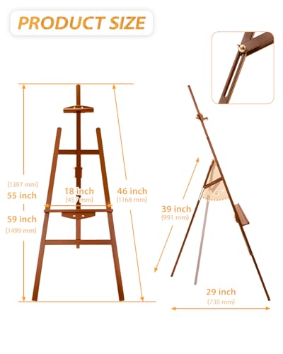 Pine Wood A-Frame Art Easel Stand,Foldable Wooden Easel for Painting,Walnut - style: Walnut