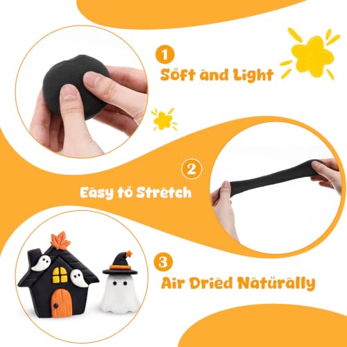 Winnerwhy 144 Pcs Total 76oz Air Dry Clay Soft Non-Toxic, Black - color: Black