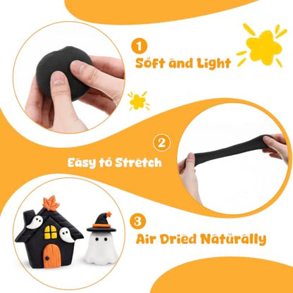 Winnerwhy 144 Pcs Total 76oz Air Dry Clay Soft Non-Toxic, Black - color: Black