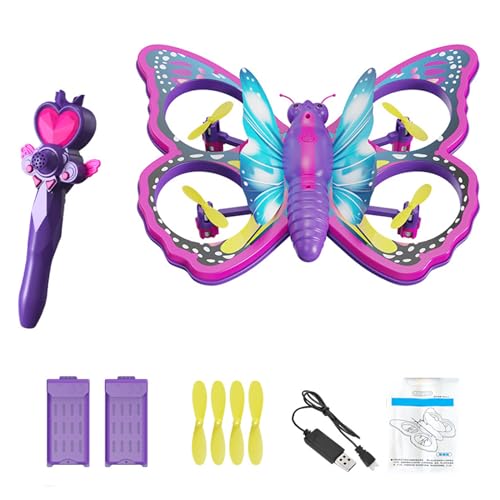 Mini Drone for Adults, Remote Control Butterfly Drone with LED Lights, RC Quadcopter with 3D Flip, Headless Mode, Altitude Hold, 2 Batteries, Small Flying Toys Drones for Beginners - size: 2 Batteries