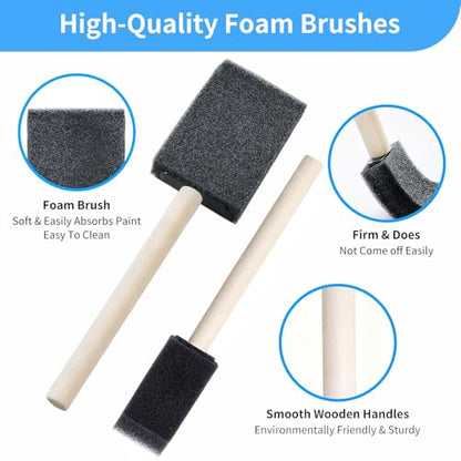 12 Pcs Foam Paint Brushes Set, 1" & 1.5", for Painting, Staining, Varnish - size: 12PCS 1"&1.5"