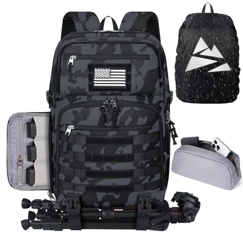 SDYSM Waterproof Camera Backpack 15.6 Inch,Camera Bags for Photographers - color: Camouflage Blue