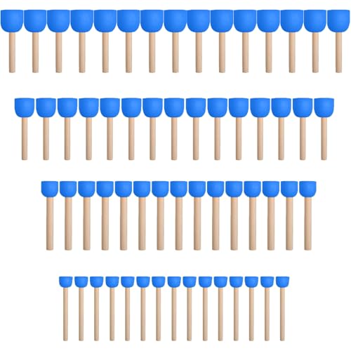 WAFJAMF 60 Pcs Round Sponges Brush Set 4 Sizes DIY Painting Tools Blue - color: Blue