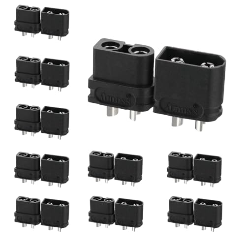ELFCULB 10 Pairs Amass XT60U Connectors for FPV Drones and RC Models - color: 10 Pairs XT60U (Black)