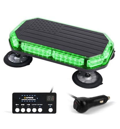 Xprite 42 LED Rooftop Beacon Light Bar with Controller for Construction Vehicles Towing Work Trucks Plows Pickup-Green - color: Green
