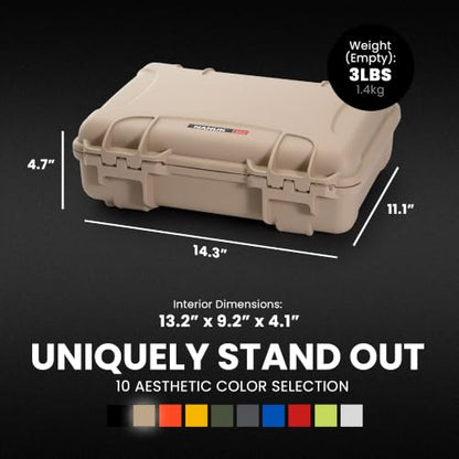 NANUK 910 Hard Case with Customizable Cubed Foam, IP67 Waterproof & Crushproof, Rugged Construction for Ultimate Protection, Made in North America – Tan (14.3” x 11.1” x 4.7”) - color: Tan, style: Cubed Foam