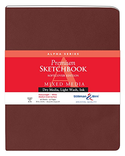 Stillman & Birn Alpha Series Softcover Sketchbook, 8" x 10", 150 gsm (Heavyweight), White Paper, Medium Grain Surface - size: 8" x 10" 150 gsm (Heavyweight)