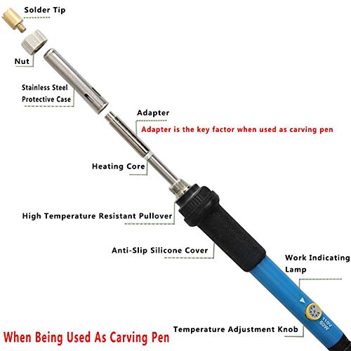 Wood Burning Kit, WoodBurning Tool Adjustable Temperature for Adult - color: Bue