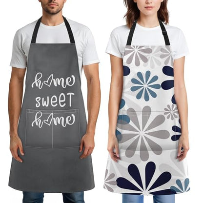 Britimes Apron with Pockets, 32x28 inch, 2 Pack, Grey Daisy - color: Flowers Daisy
