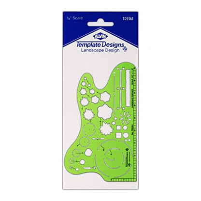 ALVIN, TD5361, Landscape Design Template, Drawing and Drafting Tool for Artists, Architects, Design and Drafting, 1/8 Inches Scale - style: Landscape Temp 1/8In Scale