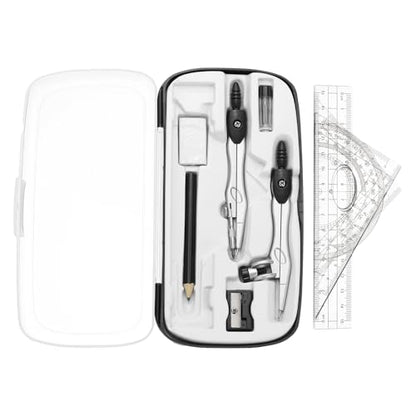 PATIKIL Geometry Precision Tool Set, 11 Pcs Geometry Set Compass Tool with Shatterproof Storage Box Rulers Math Compass Kit for Math Drafting Supplies, Black(Style 1) - color: Black