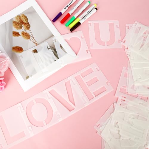 2 Inch Letter Stencils,43Pcs Reusable Letter Stencils for Painting - size: 2 inch