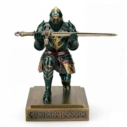 King's Guard Knight Pen Holder with a Letter Opener Desk Organizers Green - color: Green