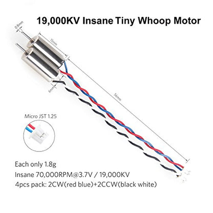 Crazepony 4pcs 6x15mm Motor (Speed: Insane) 19000KV for Blade Inductrix Tiny Whoop Micro JST 1.25 Plug - size: Small
