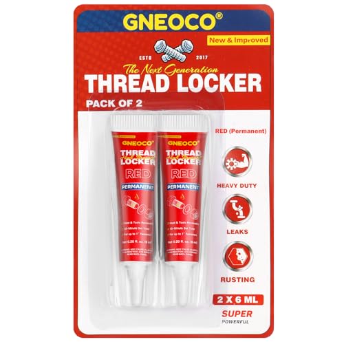 2 Pack Thread Lock Red 6mlx2, Threadlocker High Strength, Thread Locker for Nuts, Bolts, Fasteners and Metals, Anaerobic Curing Screw Glue to Prevent Loosening (Red (Permanent) 6ml*2) - style: Red (Permanent) 6ml*2