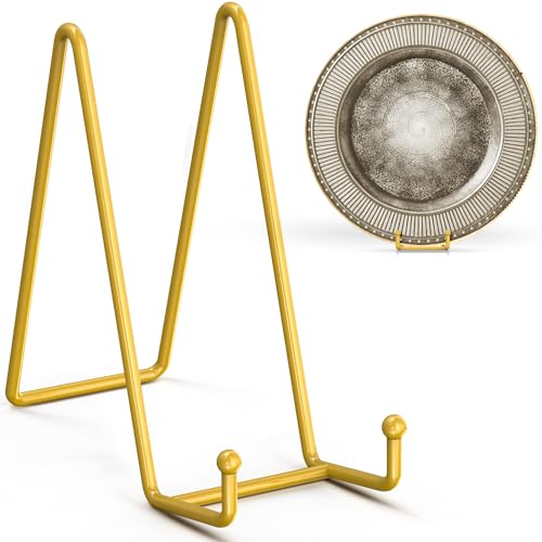 TR-LIFE 4 Pack 8 Inch Gold Plate Stands for Display - Picture Frame Stand - color: Gold - 8 Inch