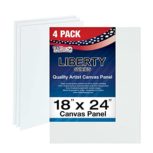 U.S. Art Supply 18 X 24 Inch Art Canvas Board Panels 4 Pack - 8 Ounce - size: 18" x 24"